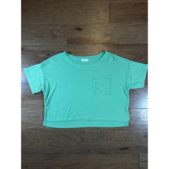 Olive + Oak Tops - Olive + Oak Mint‎ Green Waffle Knit Short Sleeve Pocket Top LS5K15715BK Womens L
